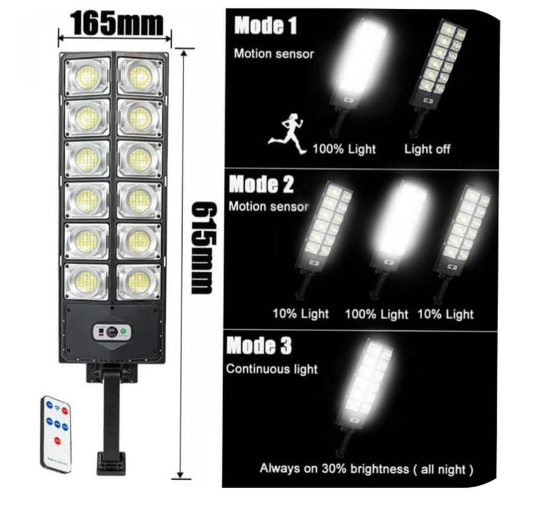 LÁMPARA SOLAR CON CONTROL REMOTO CARGA AUTOMATICA 400W